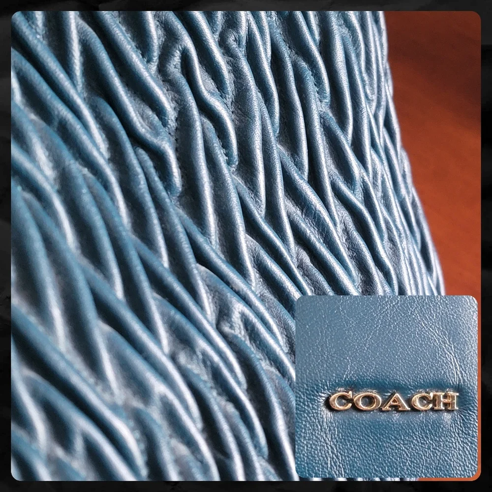 Coach 26257 Madison Phoebe Gathered Twist Teal Leather Shoulder Bag